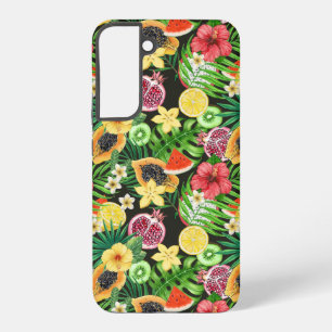 Poppy garden in coral and brown samsung galaxy case