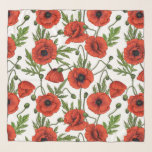 Poppy garden in coral and brown scarf<br><div class="desc">Red poppies seamless pattern,  hand-painted with alcohol markers</div>