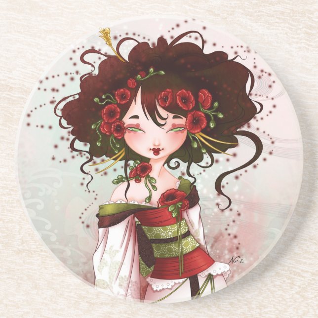 Poppy Geisha Coaster (Front)