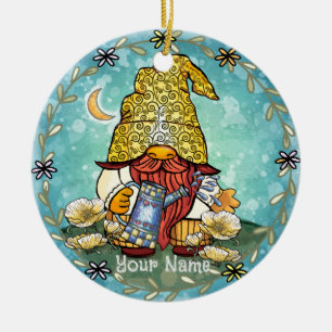 Poppy gnome  ceramic tree decoration