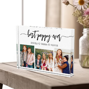 Poppy Grandfather Grandchildren Photo Collage Block