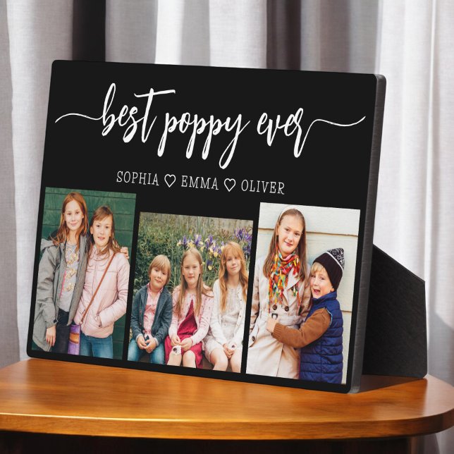 Poppy Grandfather Grandchildren Photo Collage Plaque (Creator Uploaded)
