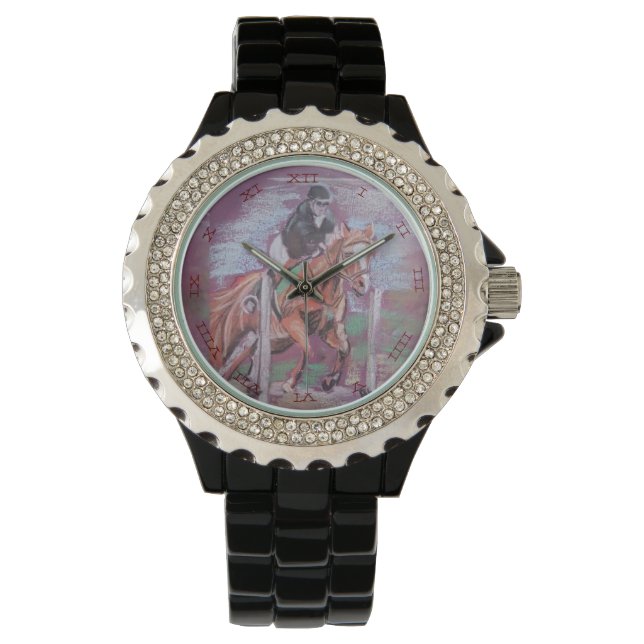 POPPY HORSE JUMPING WITH Roman numerals  Watch (Front)