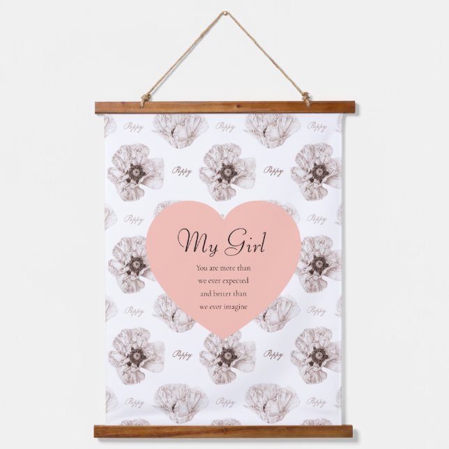 Poppy Illustrated Flower Hanging Tapestry (Front)