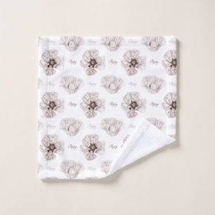 Poppy Illustrated Flower Wash Cloth