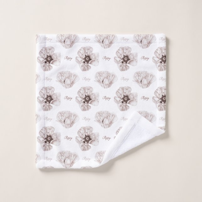 Poppy Illustrated Flower Wash Cloth (Wash Cloth)