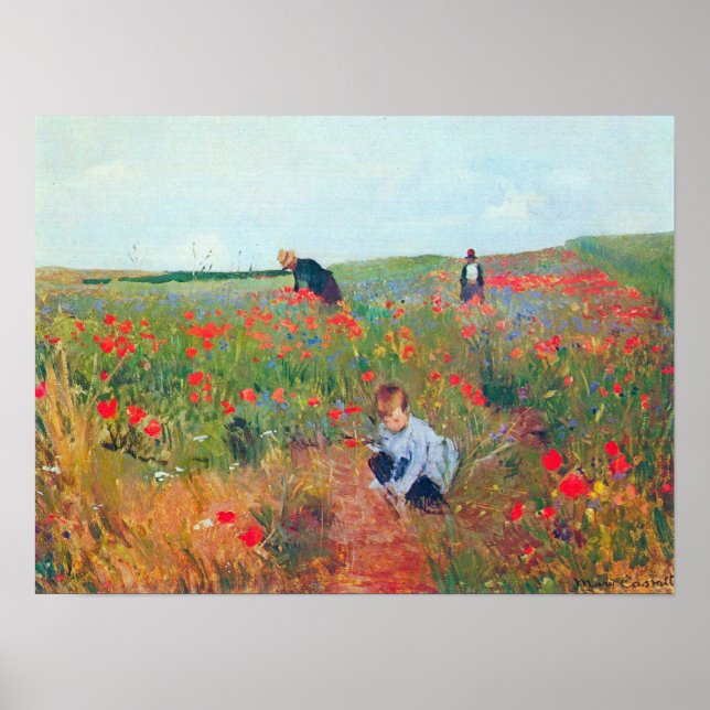 Poppy in the field by Mary Stevenson Cassatt Poster (Front)