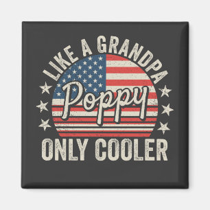 Poppy Like a Grandpa Only Cooler USA Flag Square Magnet