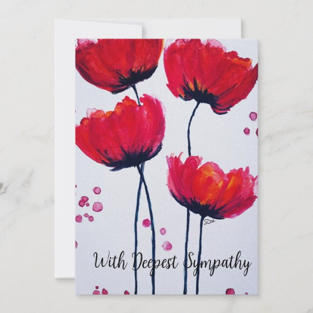 Poppy Love Flat Sympathy Card (Front)