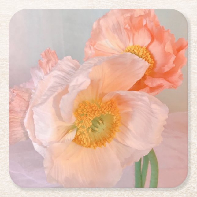Poppy Love Square Paper Coaster (Front)