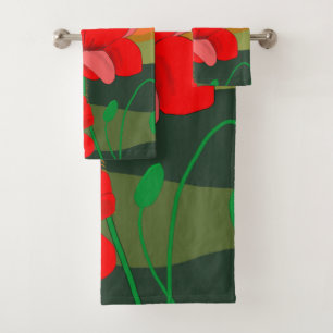 Poppy meadow at sunset    bath towel set