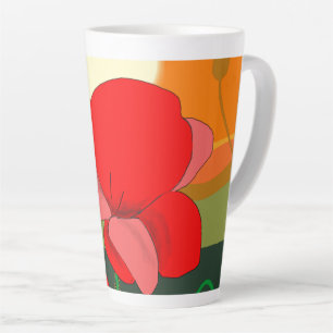 Poppy meadow at sunset latte mug