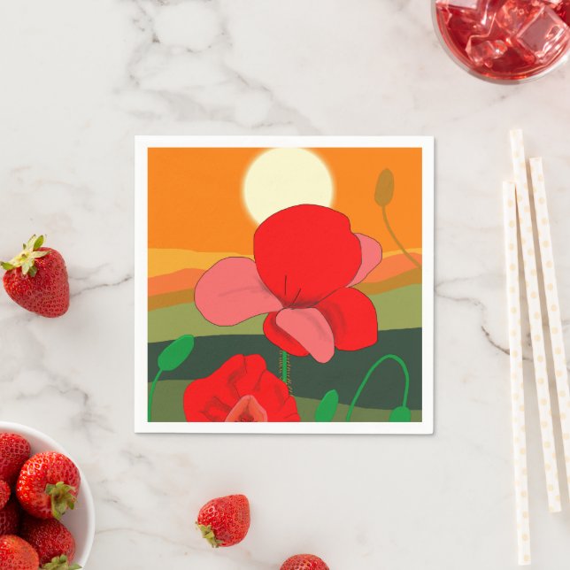 Poppy meadow at sunset    napkin (Insitu)