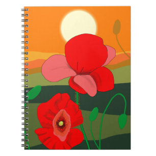 Poppy meadow at sunset   notebook