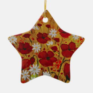 Poppy Meadow, Red Flowers Ceramic Tree Decoration