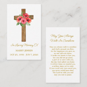 Poppy Memorial Funeral Prayer Card