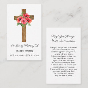 Poppy Memorial Funeral Prayer Card