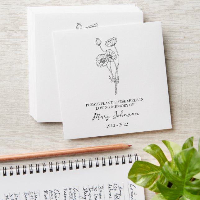 Poppy Memorial Funeral Seed Envelope (Stacked)