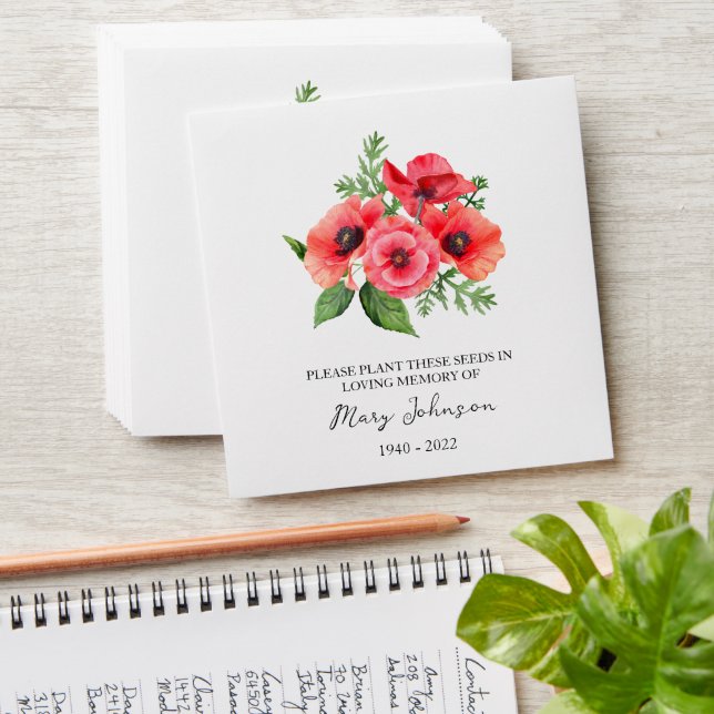 Poppy Memorial Funeral Seed Envelope (Stacked)