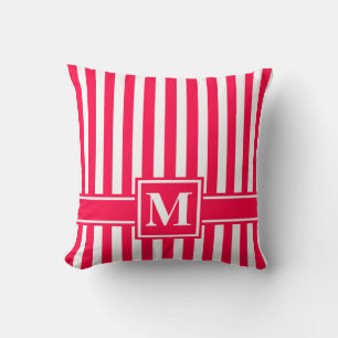 Poppy Modern Stripe with Monogram Cushion