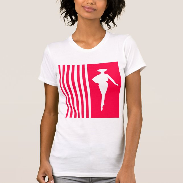 Poppy Modern Stripes with Fashion Silhouette T-Shirt (Front)