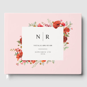 Poppy Monogram Pink Wedding Guest Book