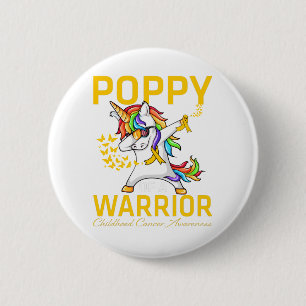 Poppy Of A Warrior Childhood Cancer Awareness 6 Cm Round Badge