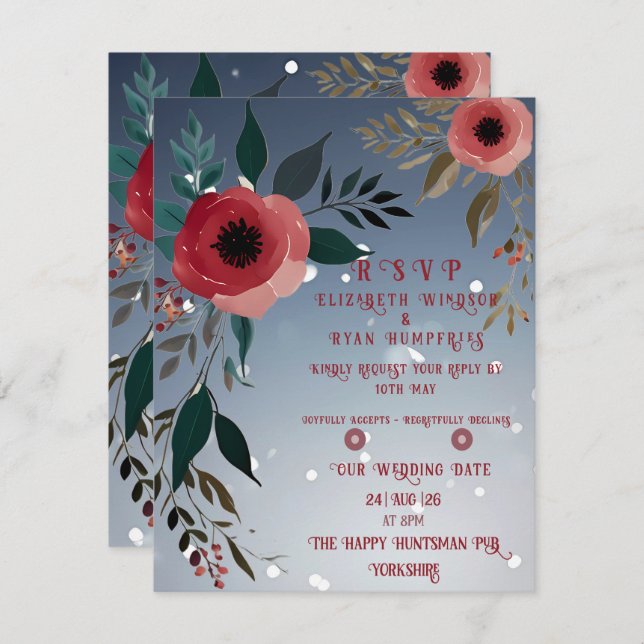 Poppy of Love" Wedding Invitation Collection (Front/Back)