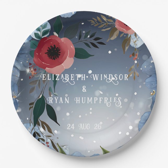 Poppy of Love" Wedding Invitation Collection Paper Plate (Front)