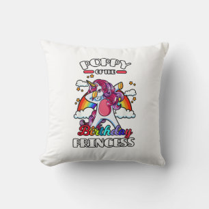 Poppy Of The Birthday Princess Unicorn Rainbow Bda Cushion