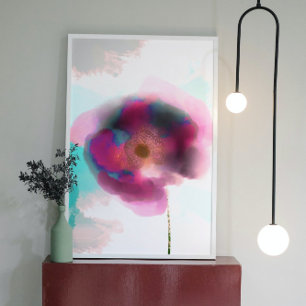 Poppy of Troy Burgundy Watercolor Floral Canvas Print