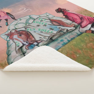 poppy on his bed under a fly sheet, sherpa blanket