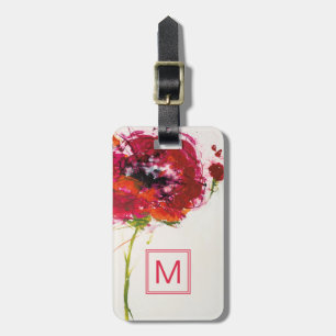 Poppy on White Luggage Tag