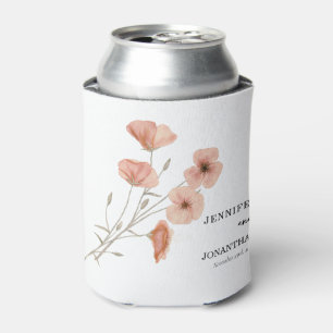 Poppy Orange Flower Wedding  Can Cooler