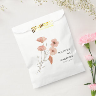 Poppy Orange Flower Wedding  Favour Bags