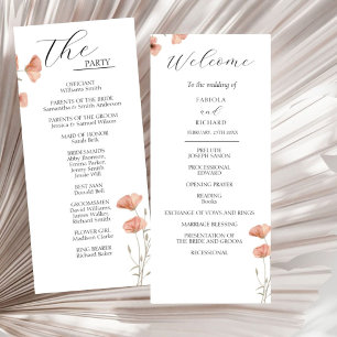 Poppy Orange Flower Wedding Program Card