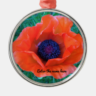 POPPY Oriental Red Orange --- Metal Tree Decoration