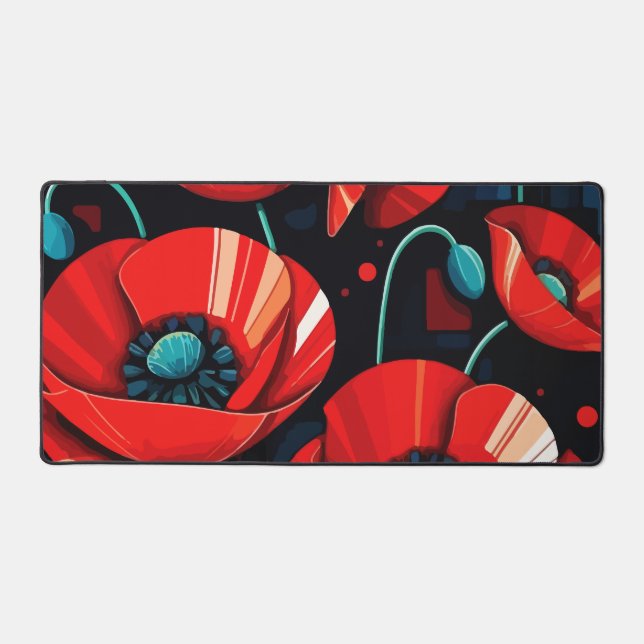 Poppy Papaver flowers Desk Mat (Front)