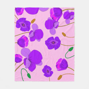 Poppy (Papaver somniferum) Lilac Fleece Blanket
