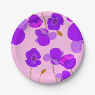 Poppy (Papaver somniferum) Lilac Party   Paper Plate