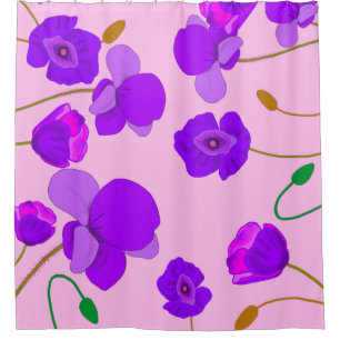 Poppy (Papaver somniferum) Lilac Shower Curtain