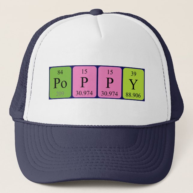 Poppy periodic table name hat (Front)