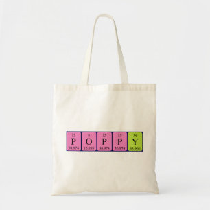 Poppy periodic table name tote bag