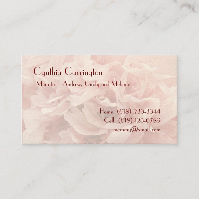 Poppy Petals Mummy Calling Card (Front)