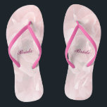 Poppy Petals Wedding Bridal Flip Flops<br><div class="desc">These lovely pink poppy petal pattern Bride's wedding flip flops create a soft,  delicate mood for the festive occasion ahead.   All text can be customised for your special event.</div>