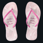 Poppy Petals Wedding Mother of Bride Flip Flops<br><div class="desc">These lovely pink poppy petal pattern Mother of the Bride wedding flip flops create a soft,  delicate mood for the festive occasion ahead.   All text can be customised for your special event.</div>