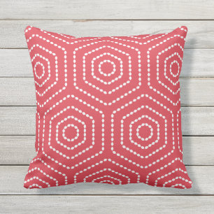 Poppy Red Geometric Pattern Outdoor Pillows