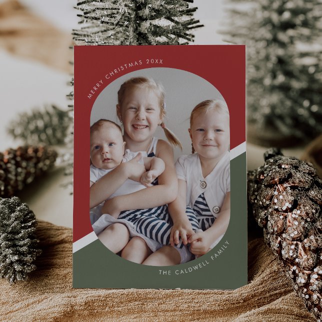 POPPY Red Green Unique Xmas Family Christmas Photo Holiday Card (POPPY Red Green Unique Xmas Family Christmas Photo Holiday Card)