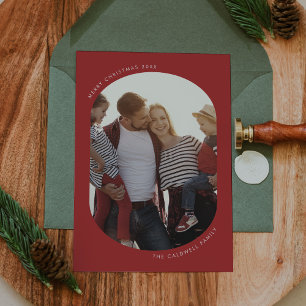 POPPY Red Modern Fun Family DIY Photo Christmas Holiday Card