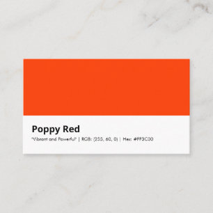 Poppy Red "Vibrant and Powerful" Colour Business Card